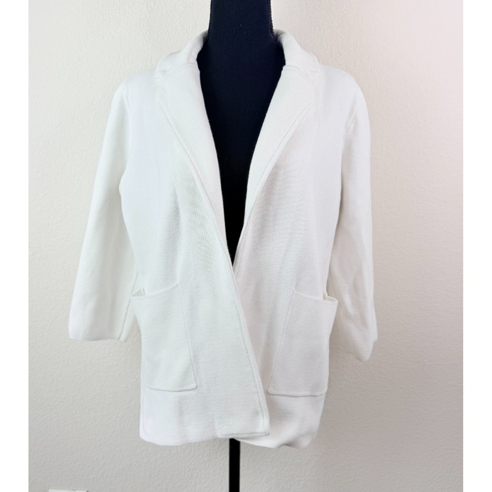 Quince White Open-Front Knit Cardigan